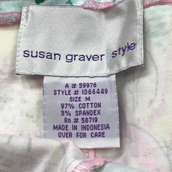 Vintage Susan Graver Womens Multicolor Floral Cafe Capri Pants Medium Cotton - Picture 8 of 12